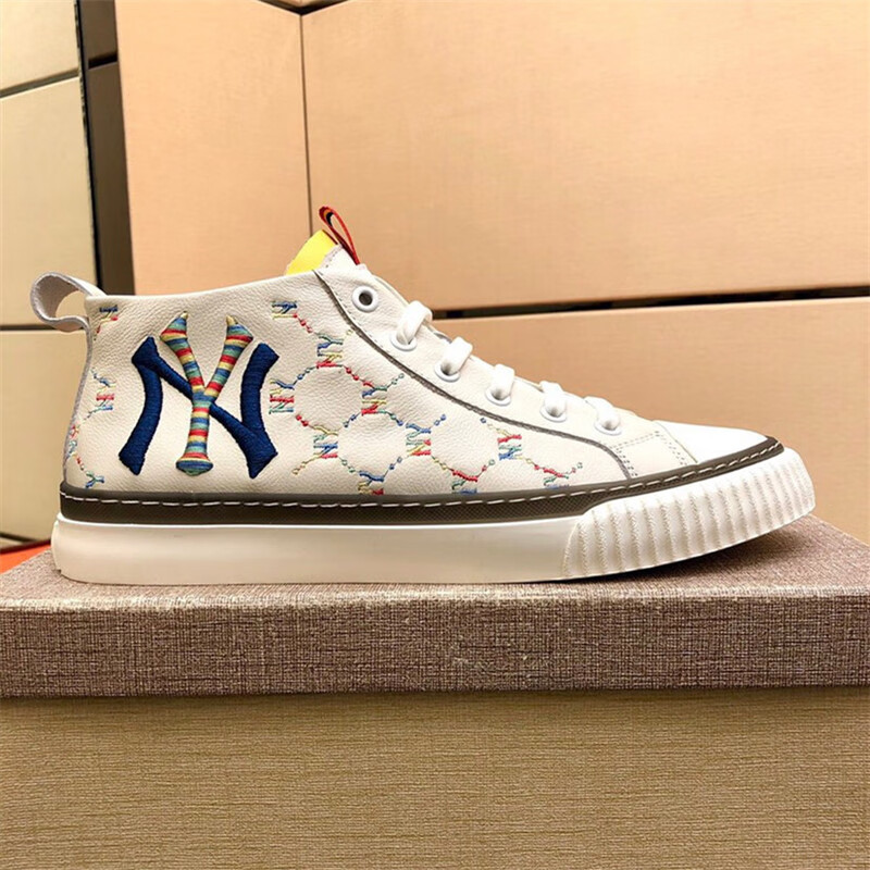 酷奇高端品牌同款ny男鞋男鞋秋季时尚刺绣ny新款鞋子男皮透气中帮休闲