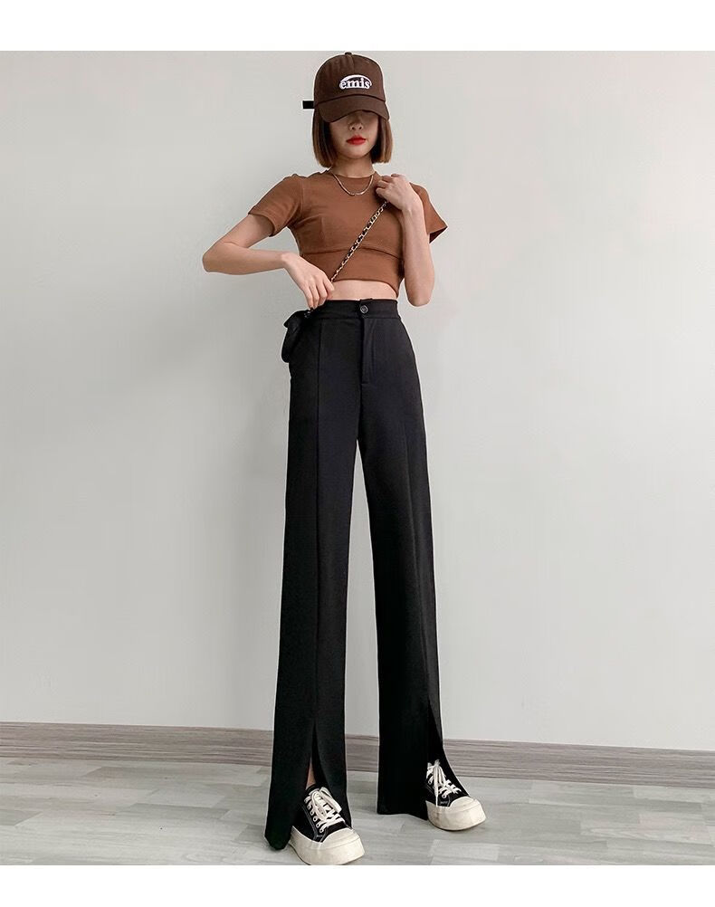 年春款宽松垂感休闲拖地阔腿裤超a女裤白色高质量版开叉s建议8098斤