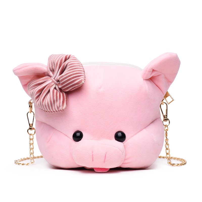 za小猪包2019时尚百搭毛绒毛毛可爱斜挎包猪猪包ra卡通韩版女儿童包抖