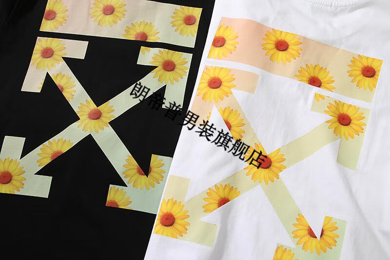 off同款off潮牌white权志龙情侣小雏菊太阳花高街t恤男女打底衫hxm