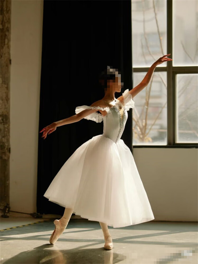 芭蕾舞裙演出白色比赛专业舞蹈纱裙篷篷裙仙女长裙芭蕾演出服001款