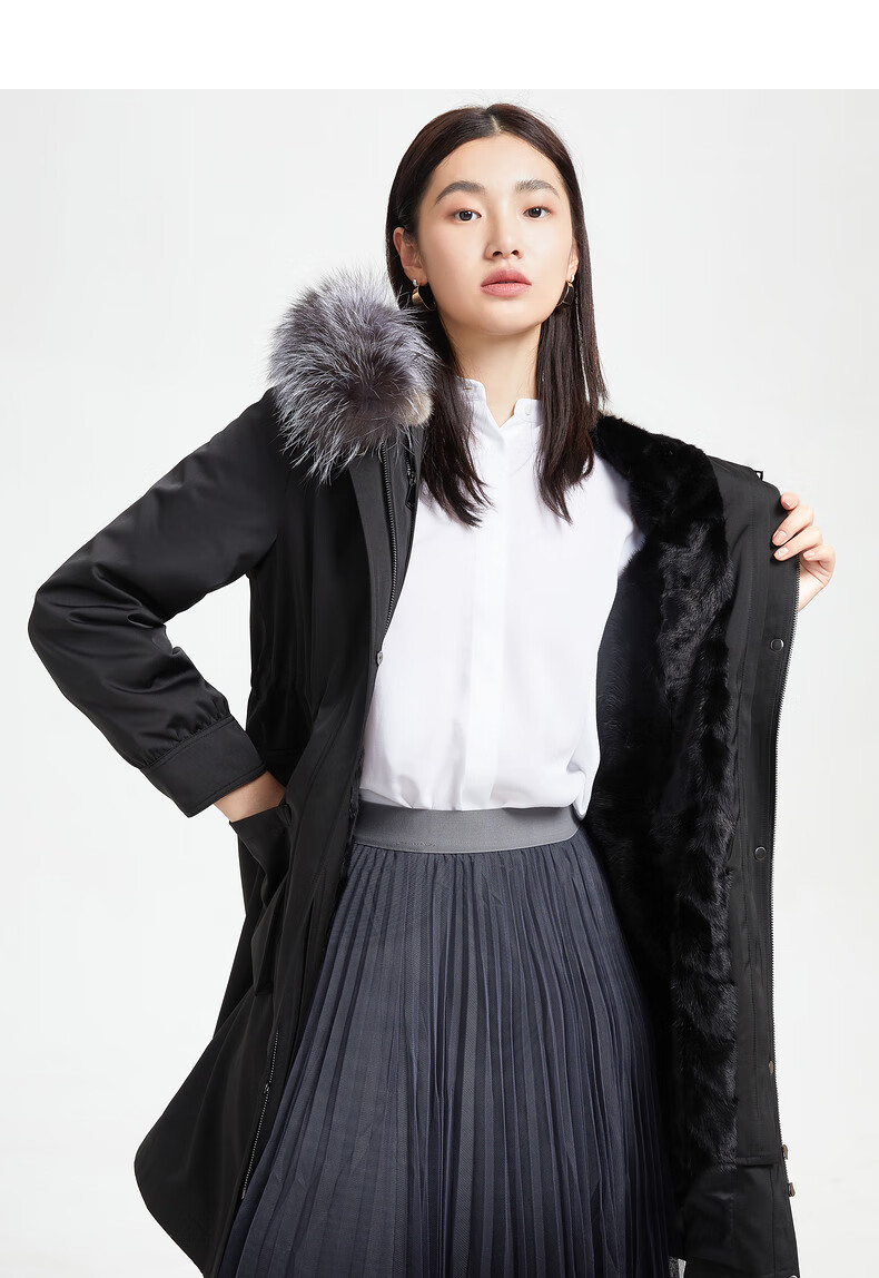 juzui玖姿2021冬季新款休闲中长宽松时尚气质女羽绒服卡其m