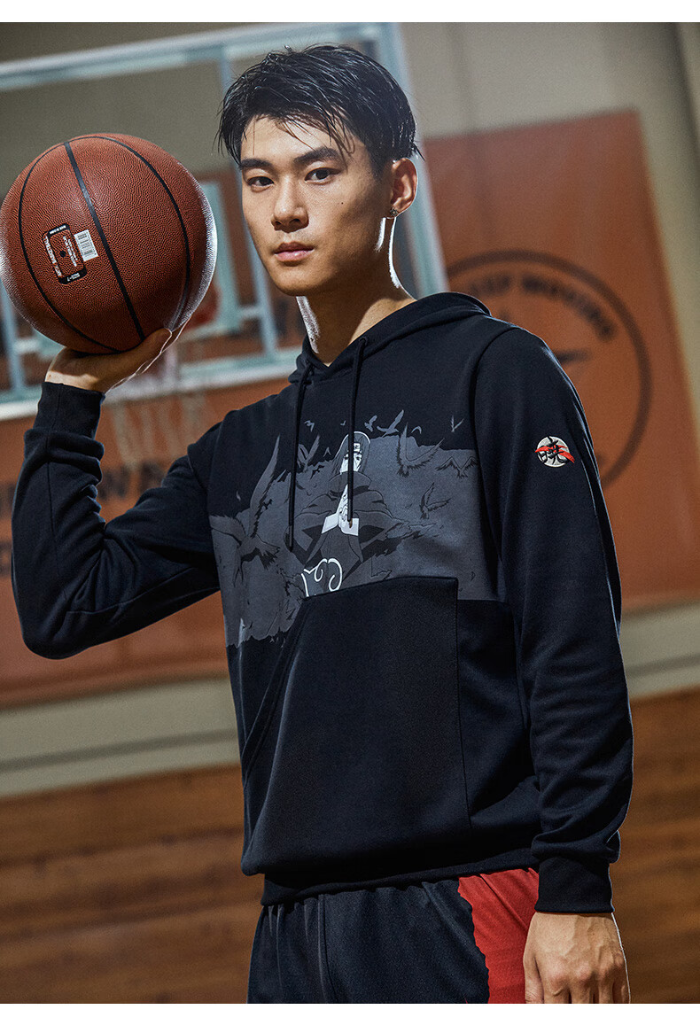 安踏火影忍者联名男子连帽2021年秋季新款宽松长t卫衣 奶白色-2 m/170