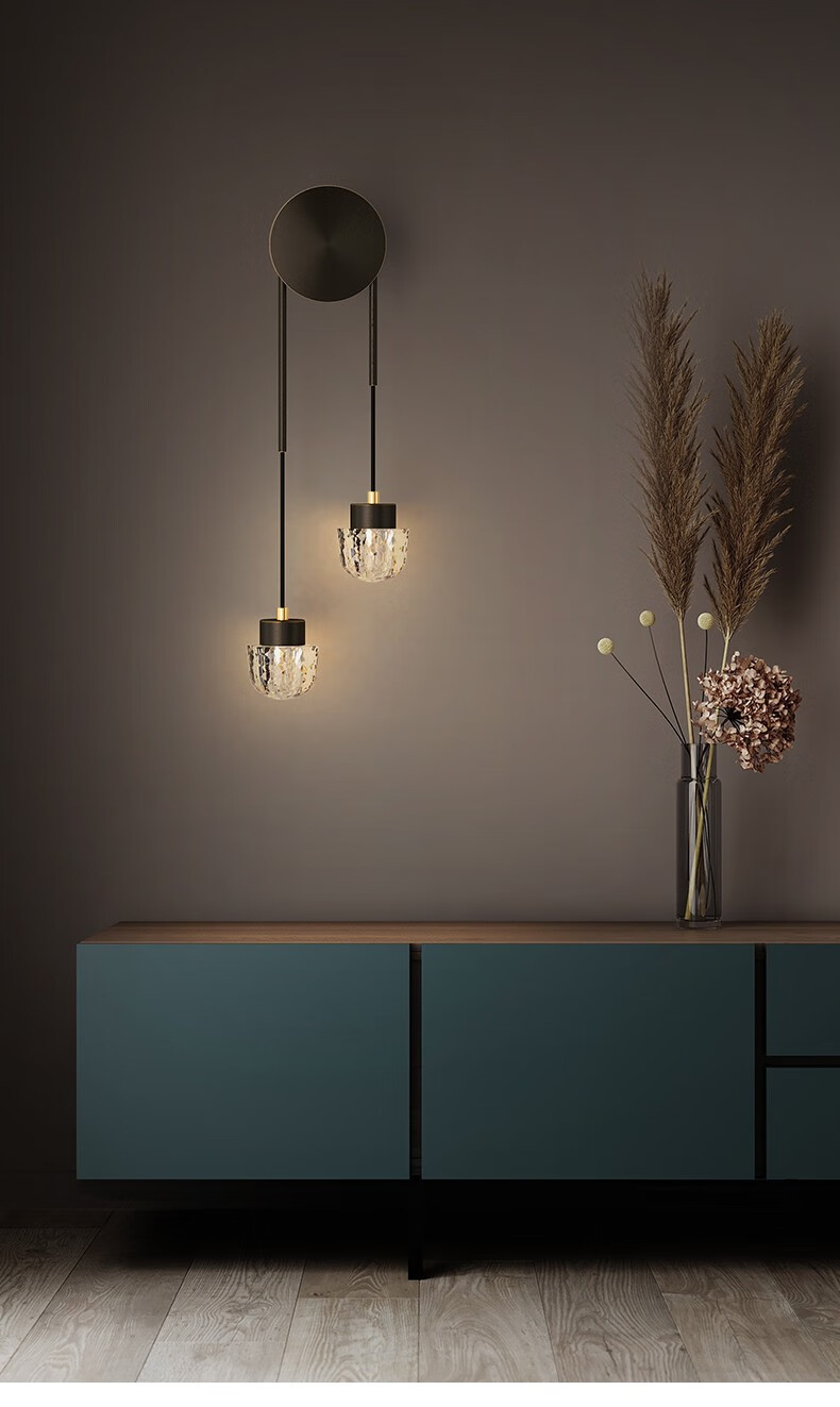 凯萨罗灯全铜水晶壁灯卧室床头后现代简约创意网红北欧极简客厅楼梯灯