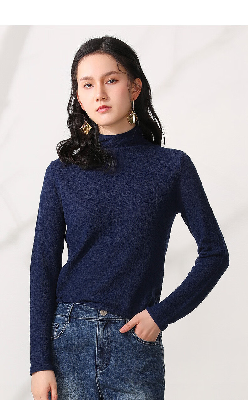 yifini易菲纯羊毛针织衫短款长袖圆领ins打底衫2021秋冬新款显瘦2010