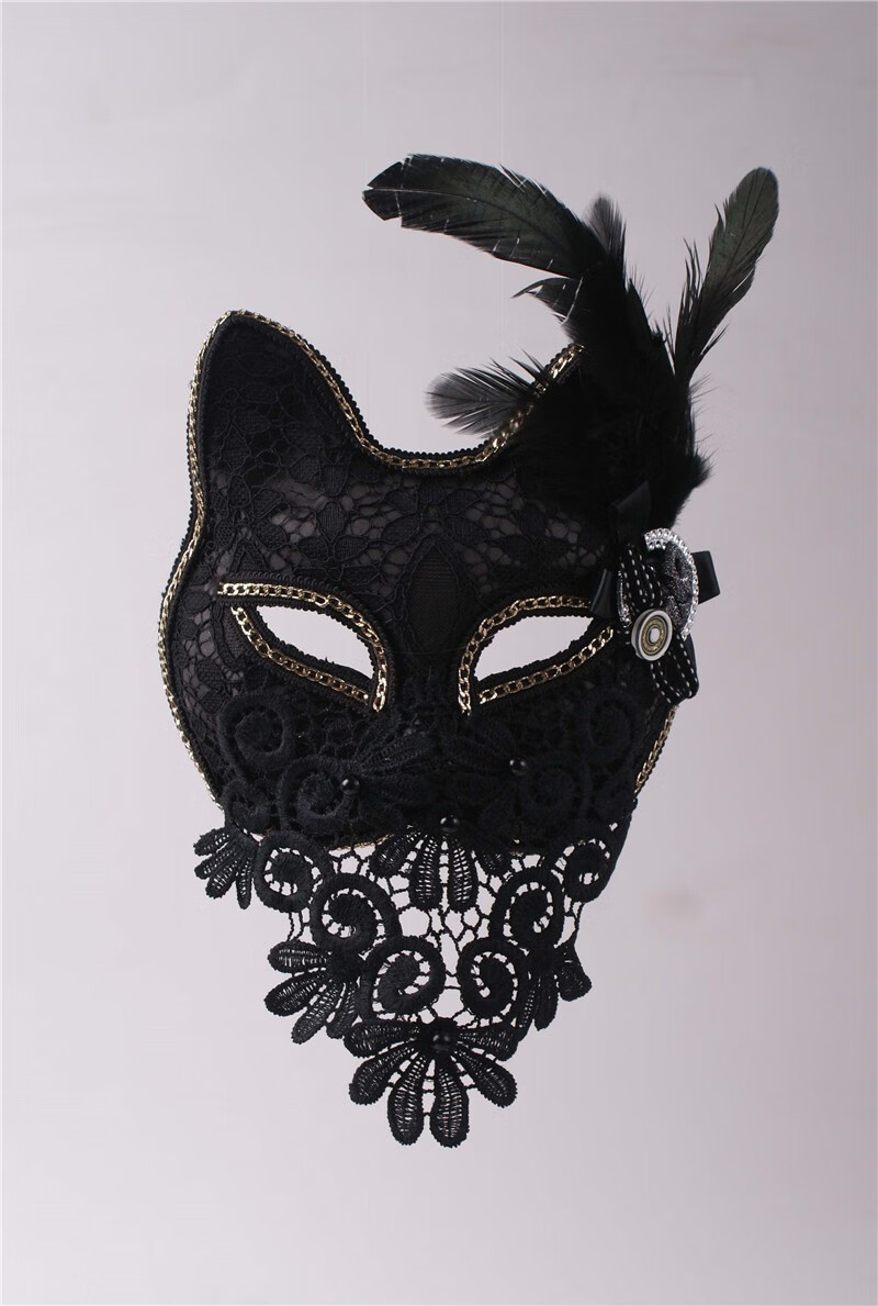 狐狸猫面具唱歌化装猫女假面万圣节化妆舞会派对舞台复古风妖 a款白色