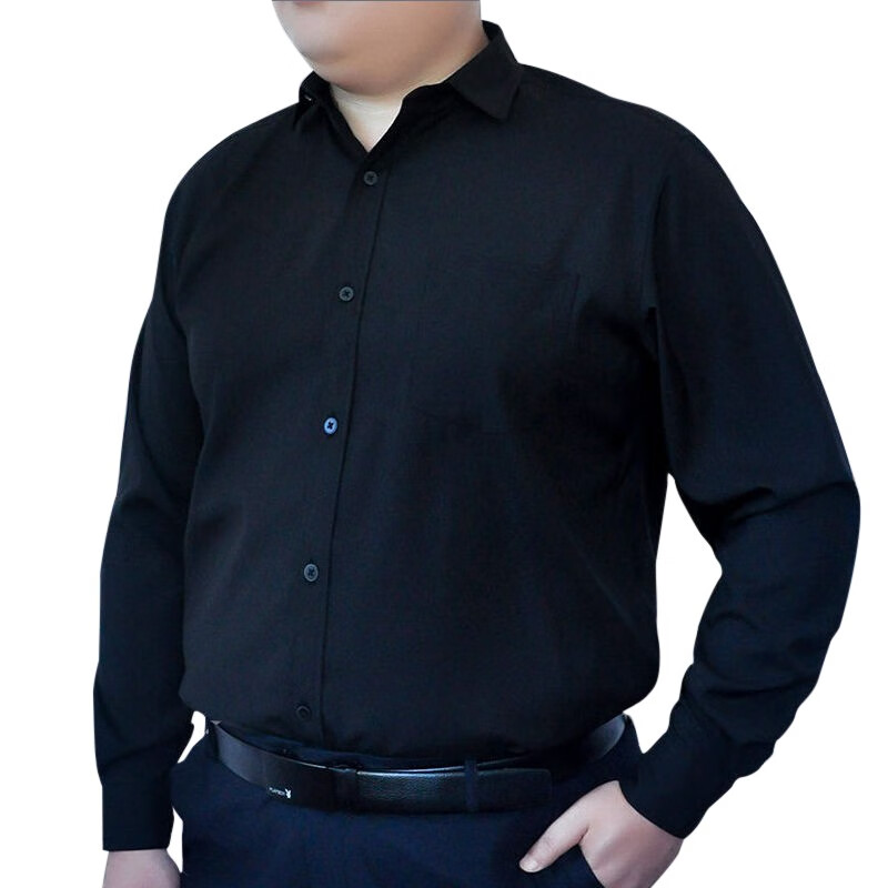 衬衫大码胖子加肥加大免烫男士纯白衬衣宽松休闲白色46200220240斤