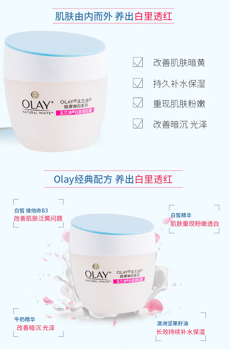 玉兰油（OLAY） 白里透红面霜健康嫩白 白里透红霜50g