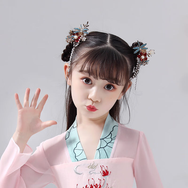 麦可伊儿童汉服头饰步摇流苏步摇发饰发夹小女孩古装配饰女童复古风