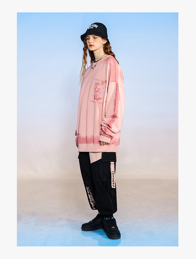 天龙致尊denonsupreme卫衣男女潮牌2021秋季疯狂兔子联名款手绘扎染