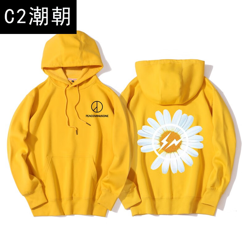 c2潮朝gd权志龙同款加绒加厚卫衣男小雏菊衣服peaceminusone外套反战