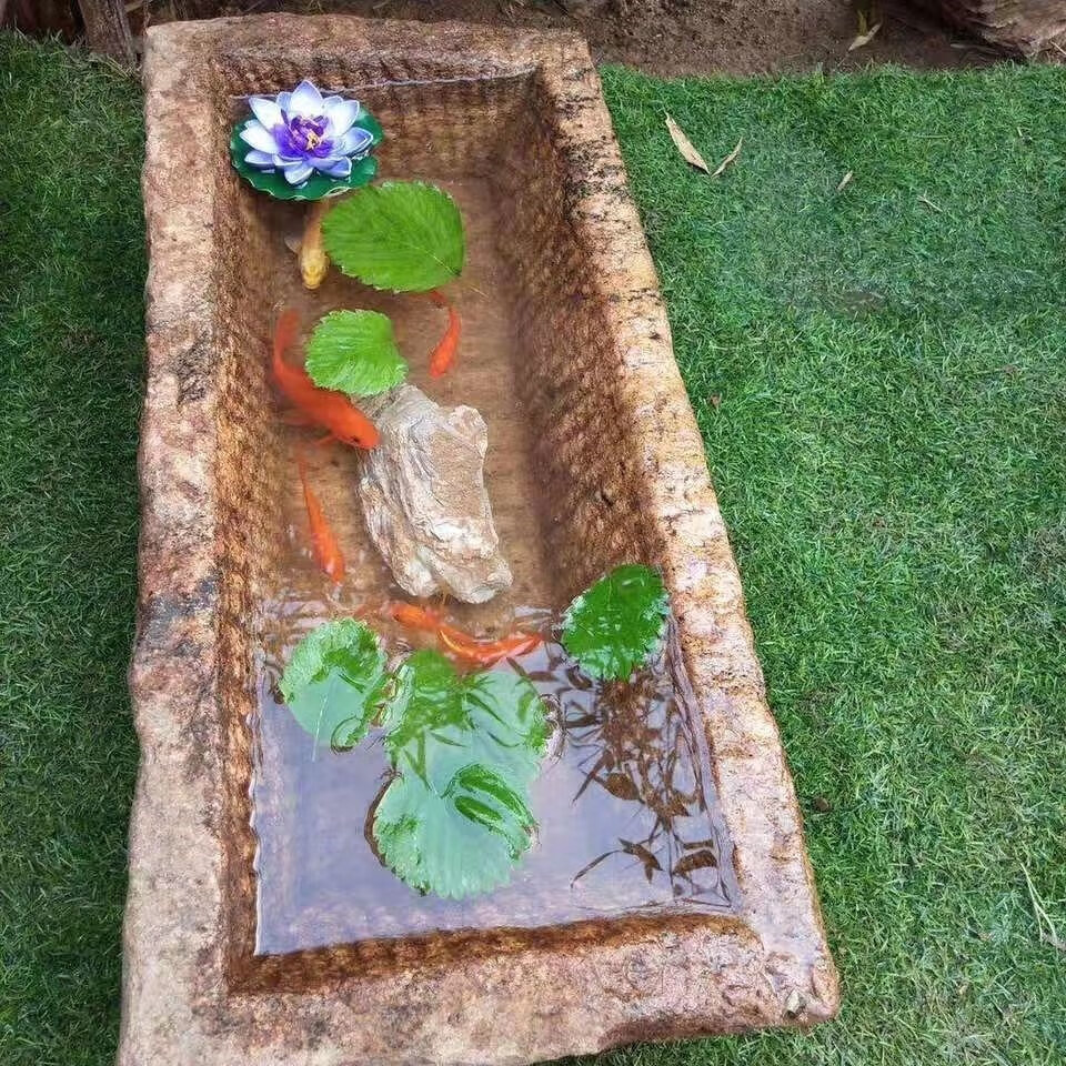 青石牛槽鱼缸马槽流水老旧石槽水景大型风水摆件庭院水槽喷泉 款式11