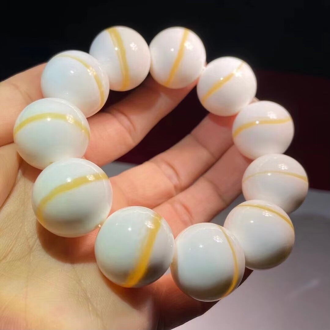 顶盈金丝贝手串正金线太极佛珠散贝壳珠项链挂件男女朋友生日礼物10mm