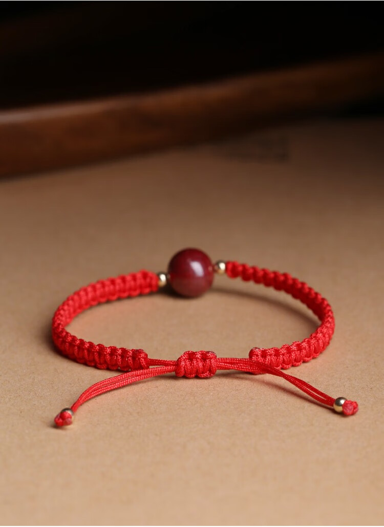 朱砂转运珠手绳手工编织红绳手链男女幸运小红绳红绳款