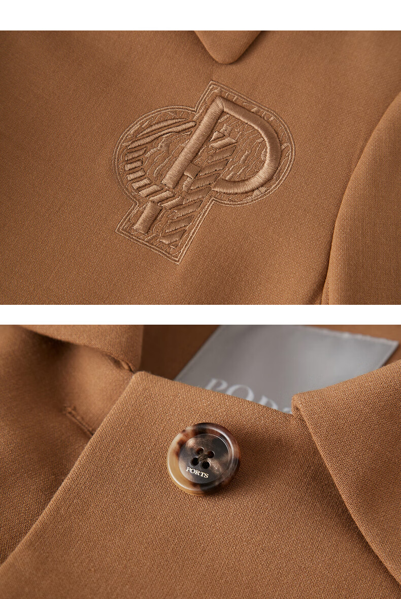 ports宝姿女装秋冬新款简约纯色毛呢大衣外套lm9c001nwf049palergold0