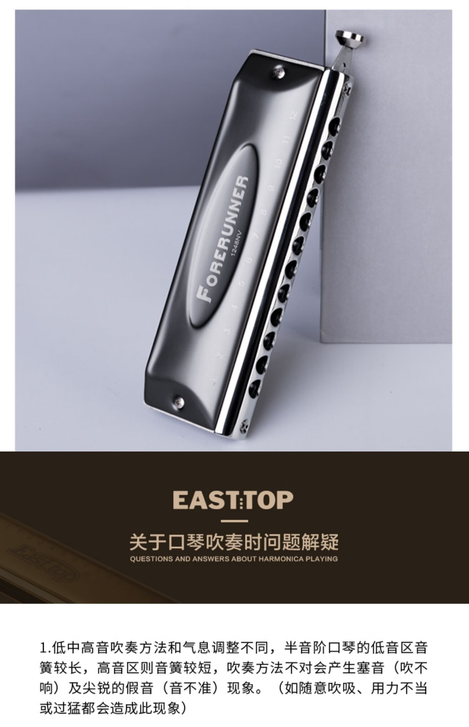 鼎先行者12孔无膜半音阶口琴c调t48nv学生用入门专业演奏 先行者可