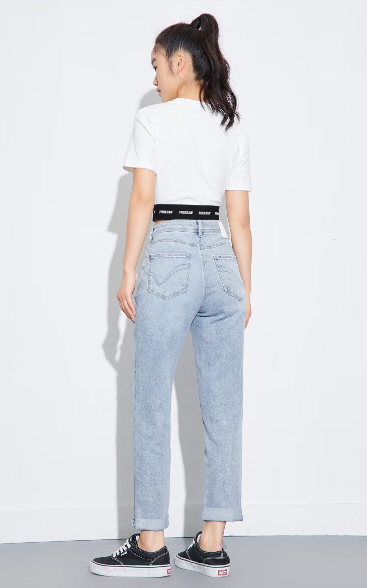 only2022夏季新款时尚低腰宽松直筒bf风九分牛仔裤女122249043 210洗