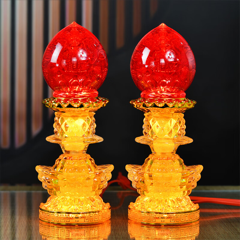 财神灯荷花灯供灯供佛灯长明灯供电蜡烛台佛前灯家用仙家蜡烛灯 26cm