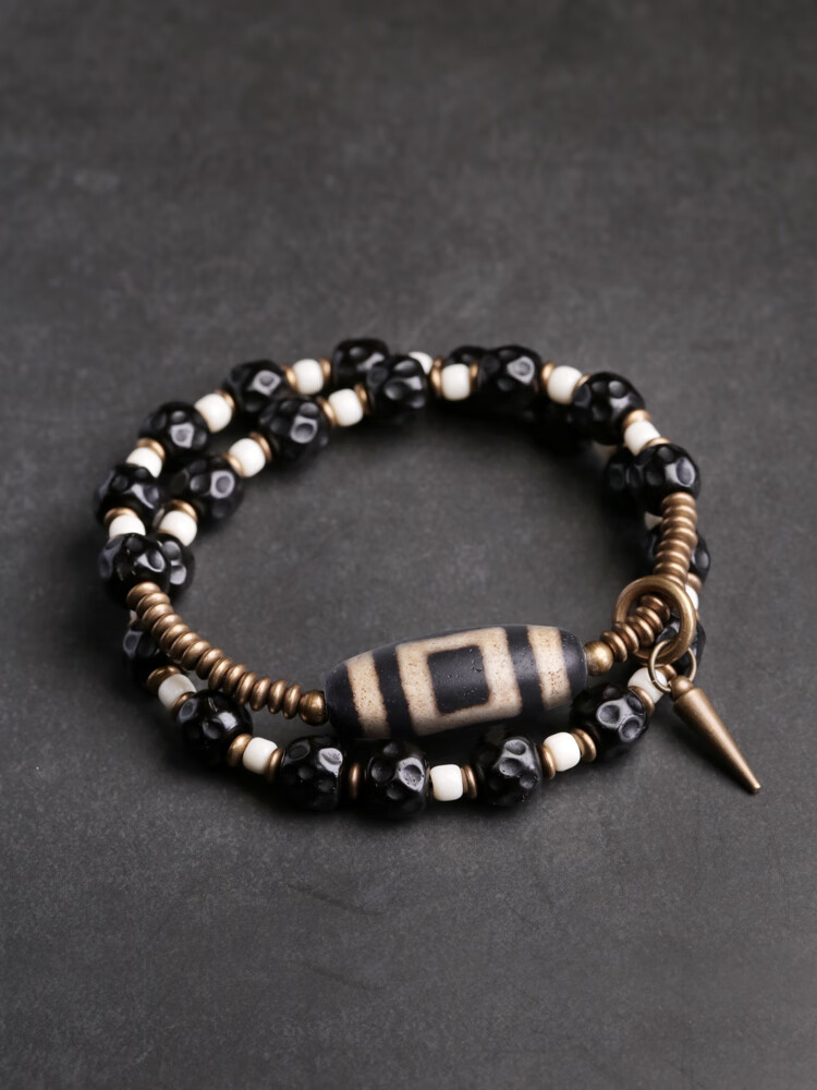 韩莹 原创凹凸肌理椰蒂双层佛珠手串男 复古简约天珠手链女植物种子