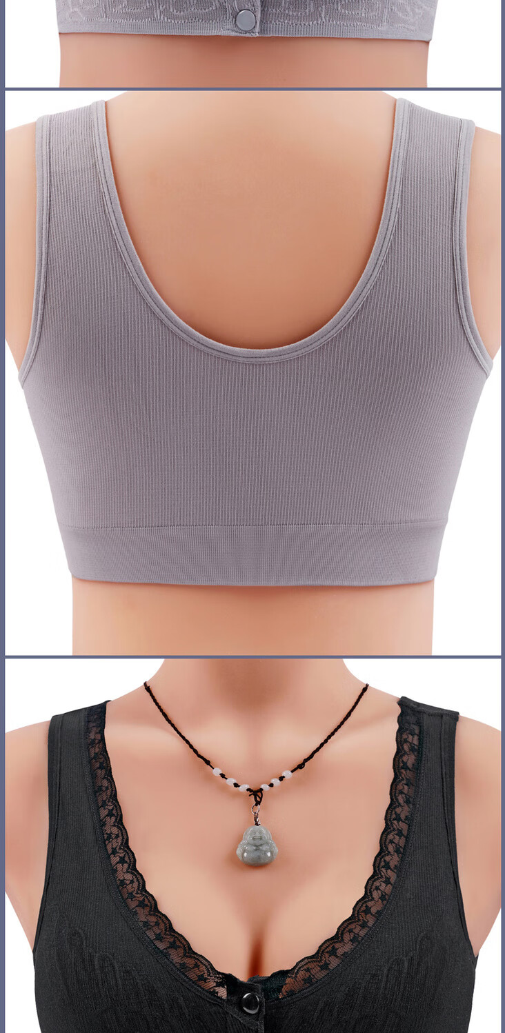 好品质女士大码内衣妈妈内衣文胸中年妇女老年人女背心式前扣大码乳胶