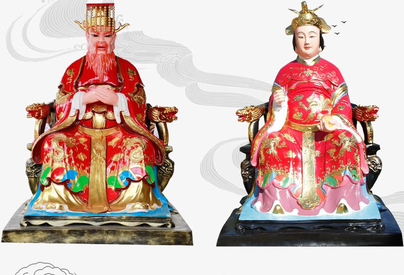 3米东海西海南海北海四海龙宫广济龙王龙母佛像 酒红色1.