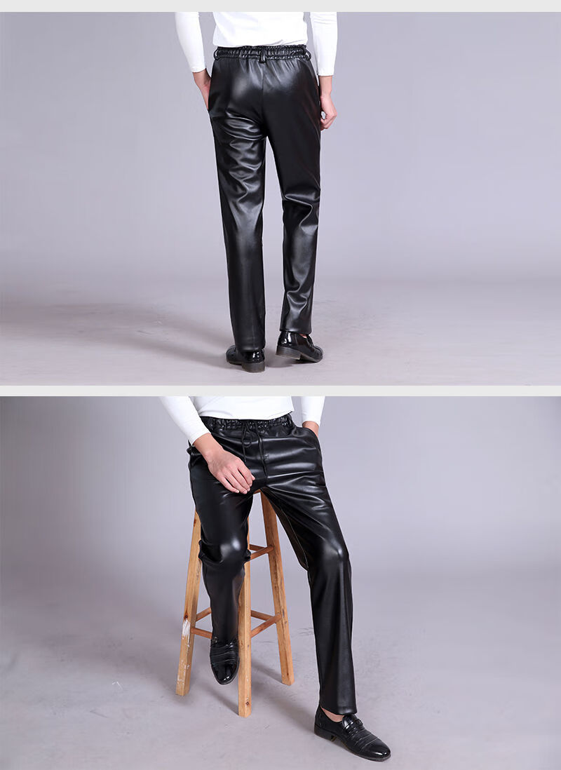 春秋冬季皮裤男士防水防油防风加肥加大不裂皮棉裤宽松腰中老年单款