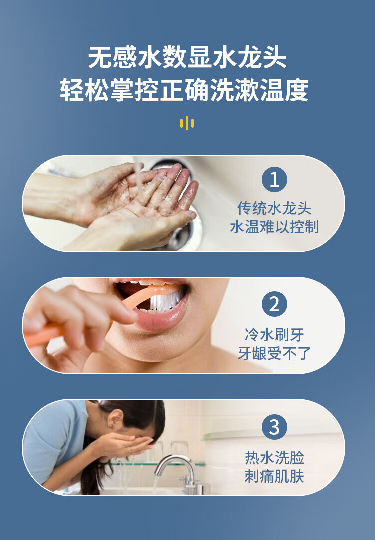 科勒(kohler) 智能高清led数显台盆冷热水龙头洗手白黑色方形创意个性