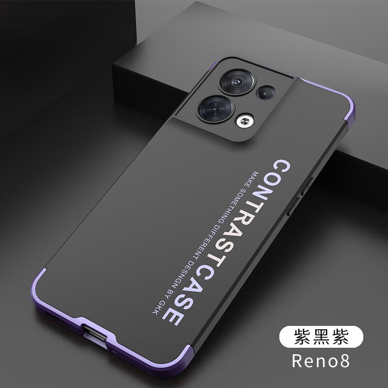 米基(migee) opporeno8手机壳撞色镜头全包软硬双层头盔防摔软壳字母