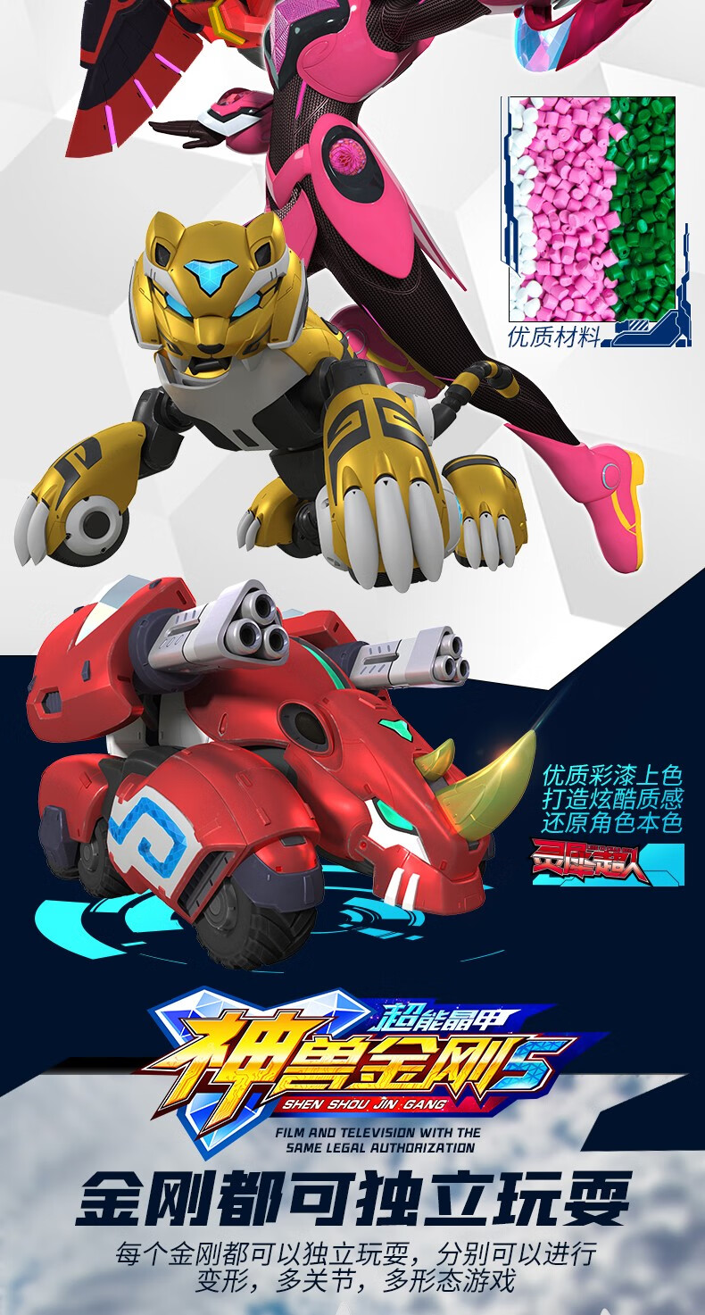 全套变形神兽金刚儿童玩具机器人男孩 圣虎金刚【带夜光效果】【图片