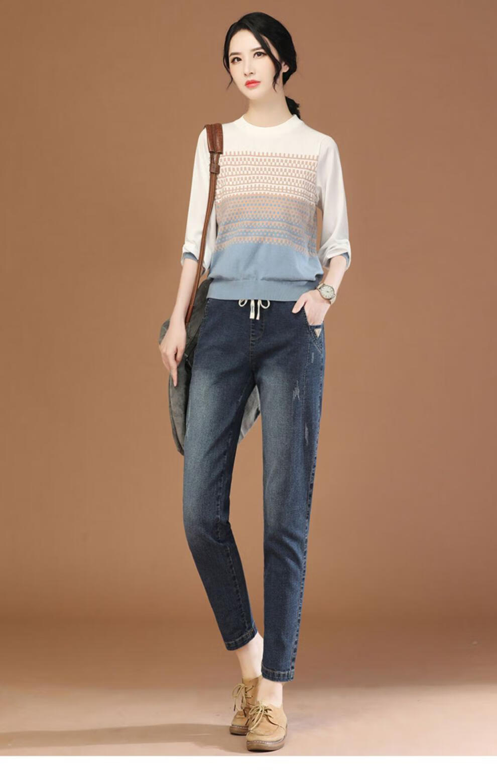 广东广州新塘牛仔裤女装2022年新板发货产地松紧腰宽松显瘦女秋装韩版