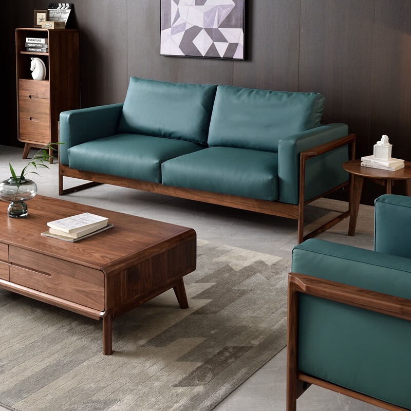 致典沙发实木沙发组合客厅家具北美黑胡桃木茶几电视柜北欧轻奢家具全