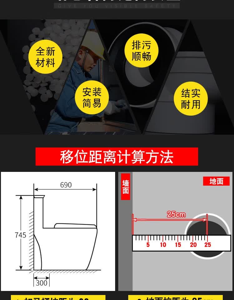 马桶移位器坑距坐厕坐便器配件110pvc排水管移位器10厘米经典款移位10