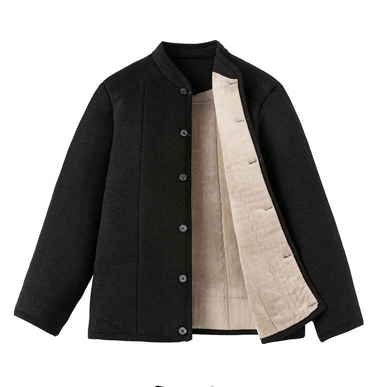 老头冬天棉袄老爷爷老头穿的棉服中老年棉袄爷爷加绒加厚驼绒棉衣爸爸