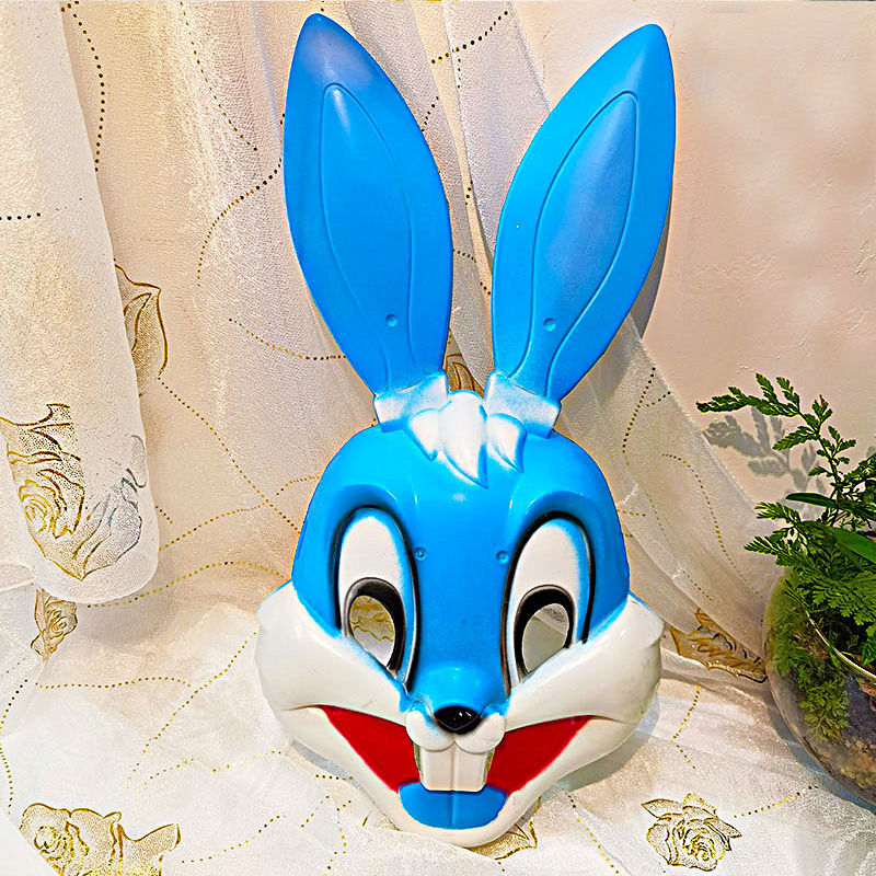 小兔子面具儿童卡通动物六一礼物圣诞节舞台表演道具 发光免子(蓝色)