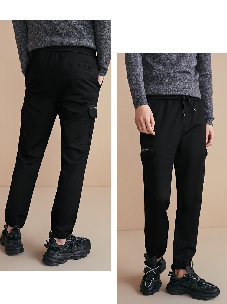 hla海澜之家三国系列时尚休闲裤简约舒适有型工装裤男hkcad3q185a黑色