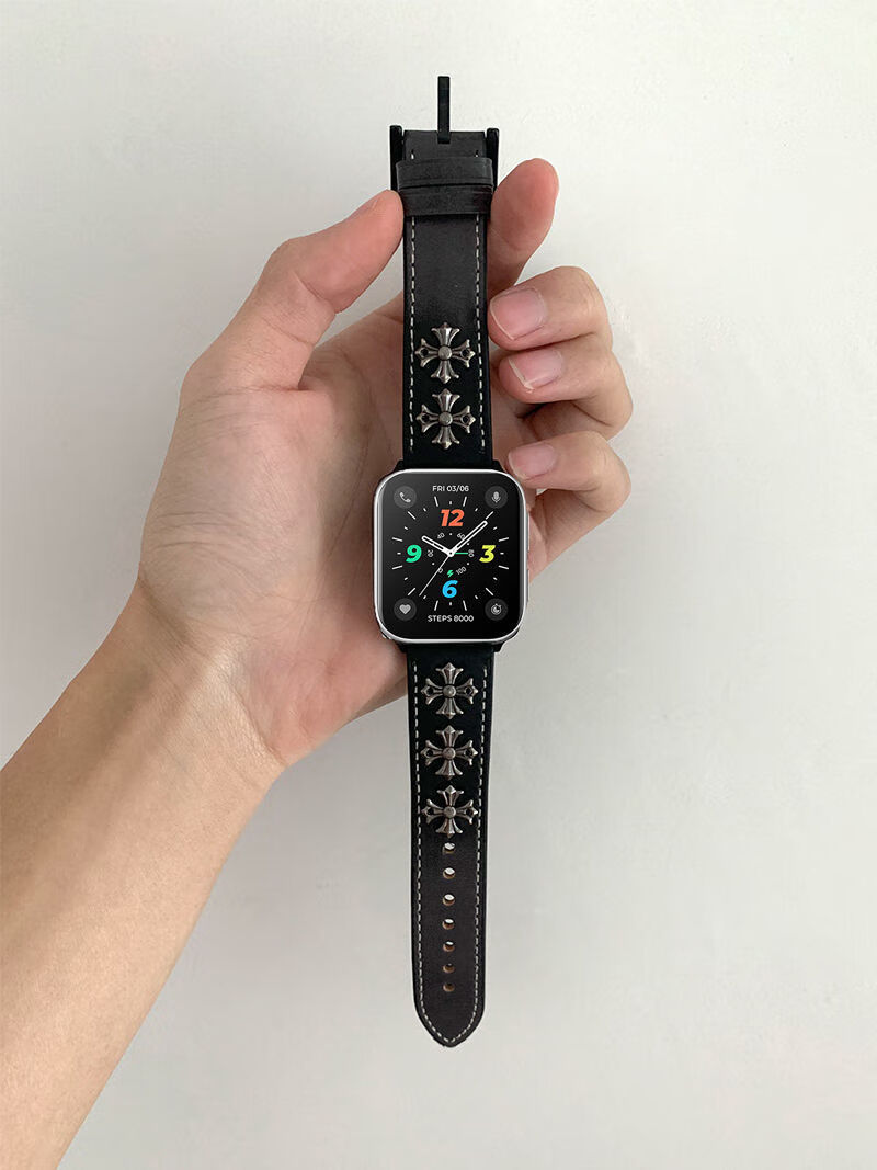 适用oppo watch 41/46mm皮五柳钉表带oppowatch2 42mm手表带 二代腕带