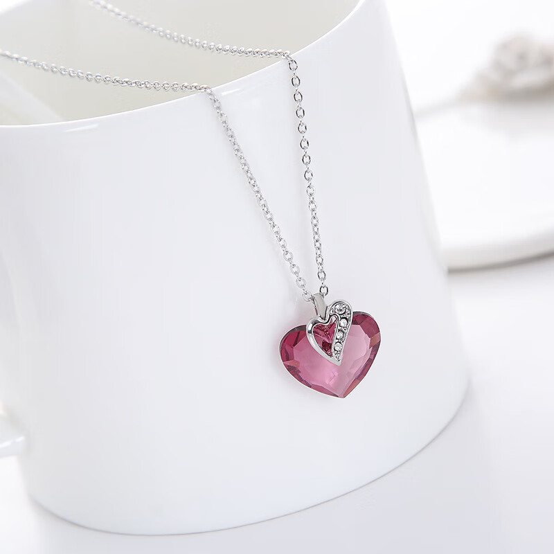 儿童水晶项链爱心冰雪奇缘蓝水晶项链小女孩学生礼物 海蓝