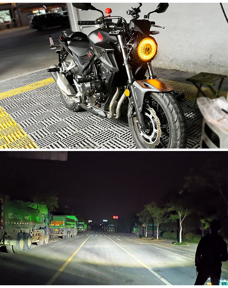 适用于本田cb400f大灯改装复古led圆灯天使眼总成摩托车无损配件 五星