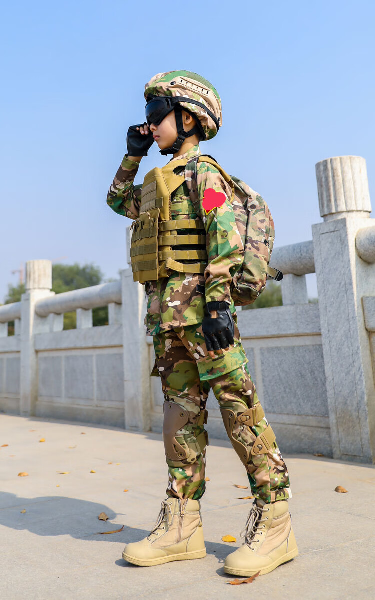 儿童迷彩服套装男童元旦演出服夏令营户外拓展小学生军训服蛙服cp演出