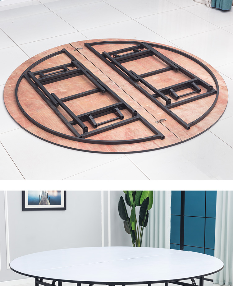 圆桌餐桌腿折叠架子酒店饭店桌脚金属加厚加固四方折叠腿圆形桌腿夏力