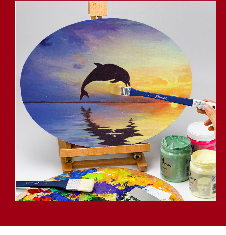 phoenix 凤凰画材油画画框天然雨露麻亚麻圆形布框丙烯颜料画布空白