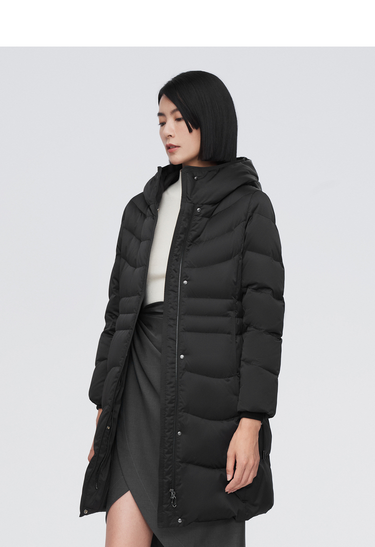 波司登冬季羽绒服女款常规款经典商务系列连帽拉链沉稳色调90绒外套