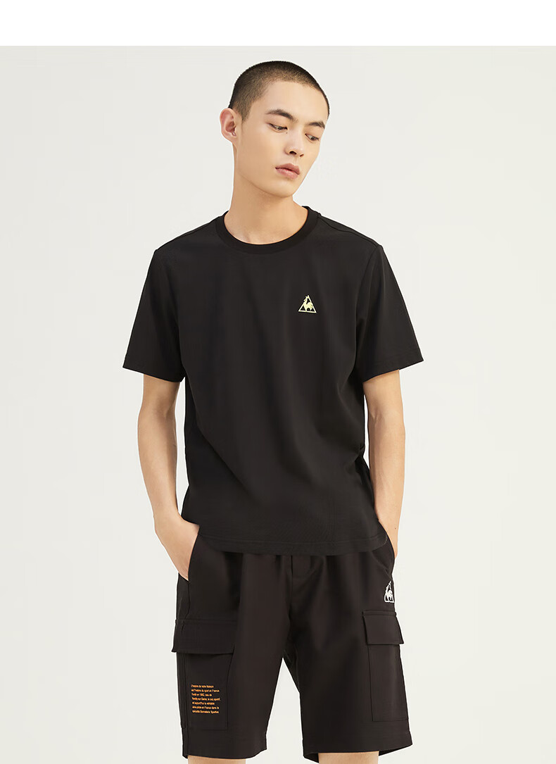 乐卡克法国公鸡运动主题花案t恤时尚圆领短袖t恤男女七彩鸡l