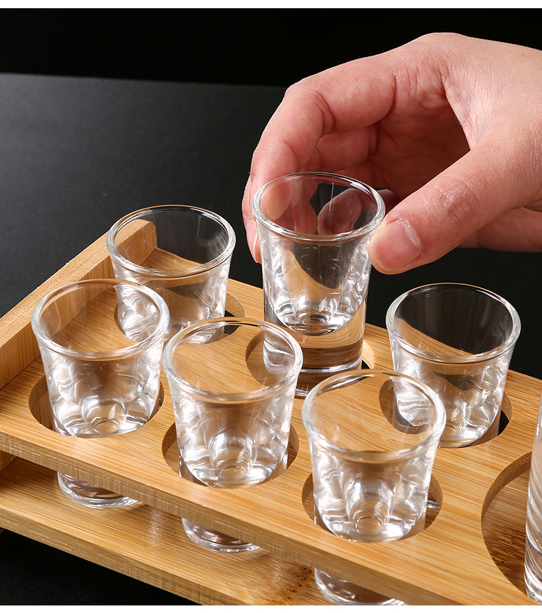 乐美雅白酒杯家用白酒分酒器杯烈酒小酒杯一口杯酒盅酒具套装6只34ml