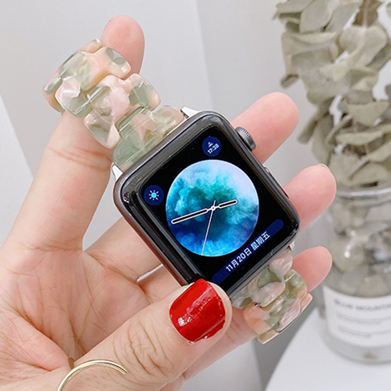 劲皇iwatch7树脂表带5冰凉se苹果6手表applewatch手链表带时尚轻奢