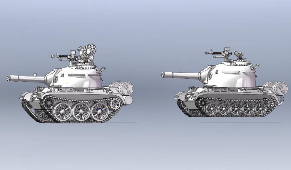 59式主战坦克q版飞机模型3d打印模型type 59 tank 3对轮迷彩新车成品