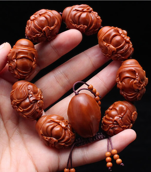 弥勒橄榄核手串核雕纯手工雕刻大籽水晶核八宝弥勒佛橄榄胡男士舟山苏
