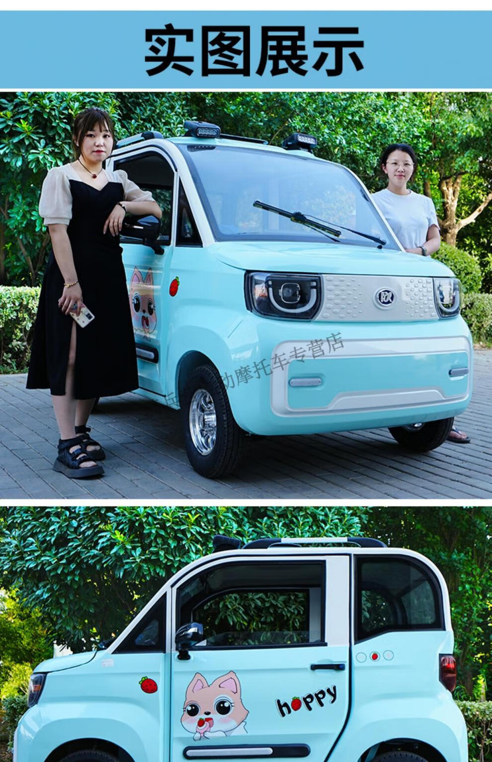 四轮电动车小型家用新能源汽车女士代步老头乐油电两用电瓶车 定制