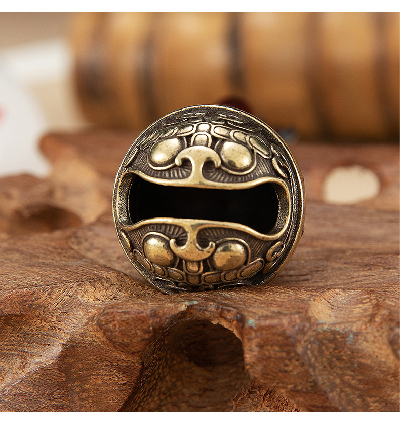 君兴 复古黄铜铃铛汽车钥匙扣挂件金蝉饕餮手工吊坠饰品男女士个性创