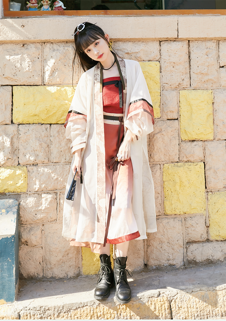 十三余小豆蔻儿[金鞍御]印花对襟长衫短衫吊带两片下裙宋制汉服女